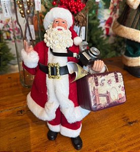 PAPAI NOEL EM PE VRM/BCO 30cm VIAJANTE