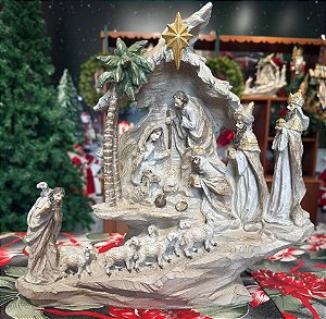 PECA DECORATIVA DE NATAL EM RESINA - PRESEPIO - 24X13X33.5CM