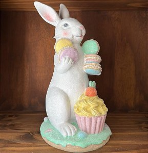 COELHO EM RESINA DECORATIVA (BRANCO) 34cm