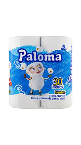Papel higiênico Paloma com 4 rolos de 30 metros