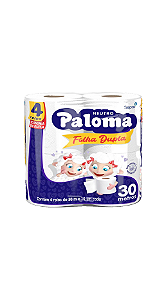 Papel higiênico Paloma folha dupla com 4 rolos de 30 metros