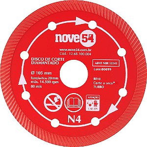 Disco de corte diamantado 105 mm turbo N4 954