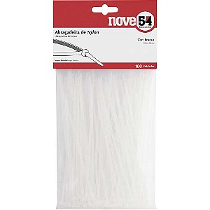 Abraçadeira de nylon branca 100mmx2,5mm com 100 peças 954
