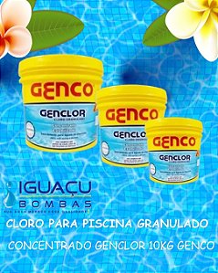 Cloro Para Piscina Granulado Concentrado Genclor 10kg Genco