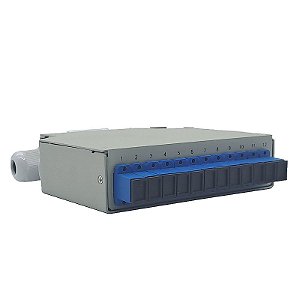 Mini DIO Trilho DIN 12FO SM 9/125µ SC-UPC CINZA - COMPLETO