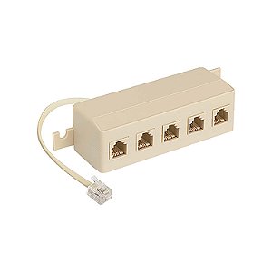 Adaptador Modular 6P4C - RJ11 Macho x 5 RJ11 Fêmea