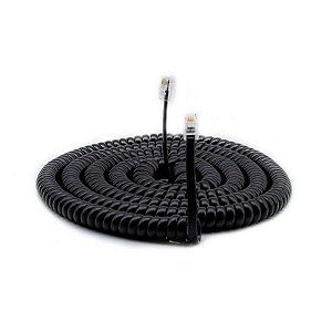 Cordão Espiral Modular com 10 metros PRETO - 4 VIAS RJ9 4x4