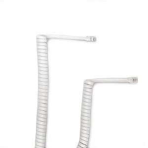 Cordão Espiral Modular com 5 metros BRANCO - 4 VIAS RJ9 4x4 - 10 peças