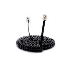 Cordão Espiral Modular com 5 metros PRETO - 4 VIAS RJ9 4x4