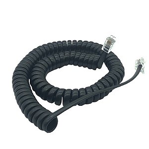 Cordão Espiral Modular KS 4245 PRETO 3,2 metros 4 VIAS RJ9 4x4 - 1140005 - 10 peças