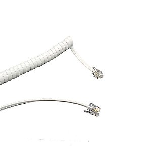 Cordão Espiral Modular KS BRANCO - 3 metros - 4 VIAS RJ9 4x4