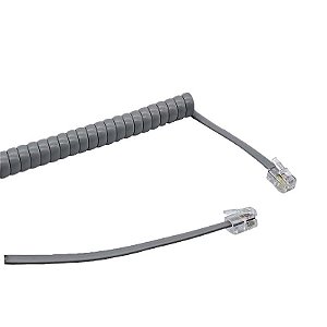 Cordão Espiral Modular KS CINZA - 4 VIAS RJ9 4x4 - 3 metros