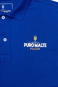 Camiseta Polo Puro Malte em Alto Relevo - Azul