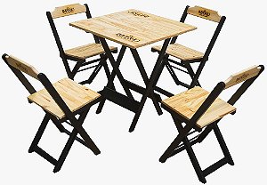 Conjunto Mesa com 4 Cadeiras Dobrável de Madeira Premium Império - 70 x 70cm
