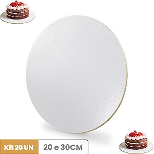 Cake Board Kit C/20 MDF 3mm Confeitaria 20 e 30Cm Tábua Bolo