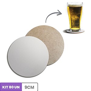 Porta Copo Protetor De Mesa Bolacha Em MDF Branco 9Cm 80Un