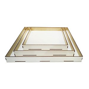 Bandeja Para Bolo em MDF Branco Kit C/3 com Pés Desmontáveis