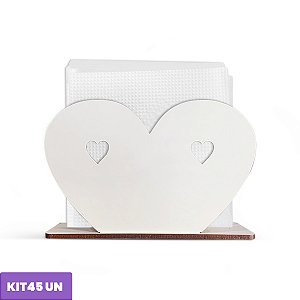 Porta Guardanapo Coração Decoração Mdf 12cm Kit 45