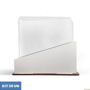 KIT 30 Porta Guardanapos MDF Branco 12x6cm Diagonal