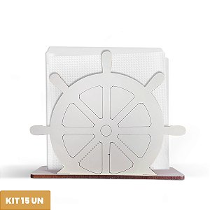 Porta Guardanapo Roda Leme Navio Marinheiro Mdf 12cm Kit 15