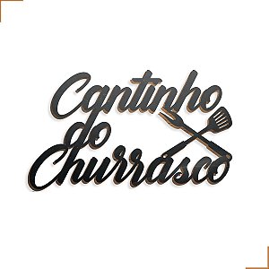 Cantinho Do Churrasco Garfo em Mdf Preto Kit Aplique 34x20 cm
