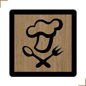 Placa Quadro Decorativo Chapéu Talher Em MDF 20x20cm
