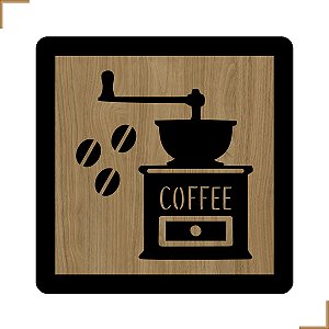 Placa Quadro Decorativo Moedor de Café Em MDF 20x20cm