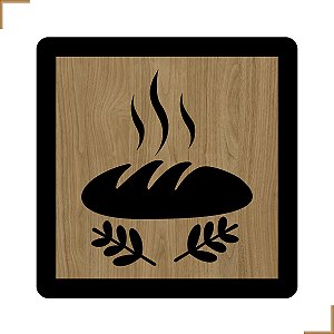 Placa Quadro Decorativo Pão Em MDF 20x20cm
