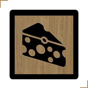 Placa Quadro Decorativo Pedaço de Queijo Em MDF 20x20cm