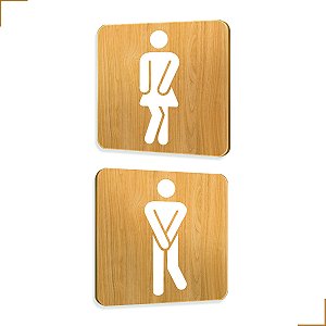 Placa de Sinalização Sanitário Banheiro em Mdf Adesivado 15x15cm 3692