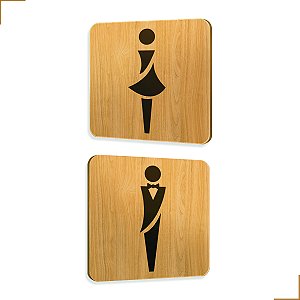 Placa de Sinalização Sanitário Banheiro em Mdf Adesivado 15x15cm 3696