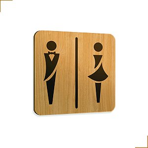 Placa de Sinalização Sanitário Banheiro em Mdf Adesivado 20X20cm 3702