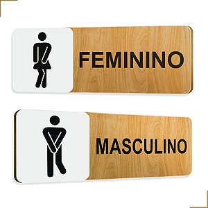Placa de Sinalização Sanitário Banheiro em Mdf Adesivado 25x09cm 3704