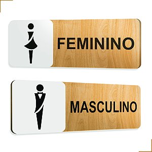 Placa de Sinalização Sanitário Banheiro em Mdf Adesivado 25x09cm 3705