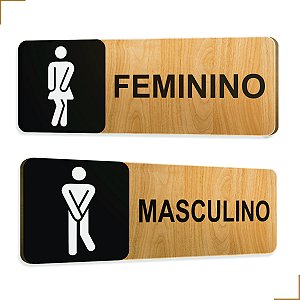 Placa de Sinalização Sanitário Banheiro em Mdf Adesivado 25x09cm 3707