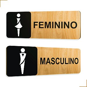 Placa de Sinalização Sanitário Banheiro em Mdf Adesivado 25x09cm 3708