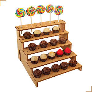 Piruliteiro Escada Desmontável Mdf Doces Festa Decoração