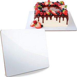 Cake Board Mdf 3mm Quadrado 25x25cm Bolo Confeitaria Com 10