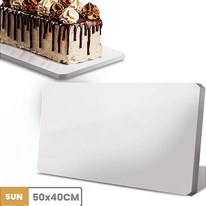 Kit c/5 Tabuleiros 50x40cm Retangular MDF 9mm Tábua Bolo