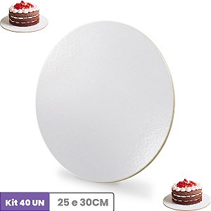 Cake Board Kit C/40 MDF 3mm Confeitaria 25 e 30Cm Tábua Bolo