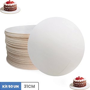 Cake Board Kit C/50 MDF 3mm Confeitaria 31 Cm Tábua Bolo