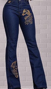CALÇA JEANS BORDADA CAVALO