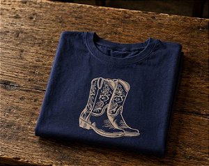 TSHIRT BOTINHA AZUL ESCURO