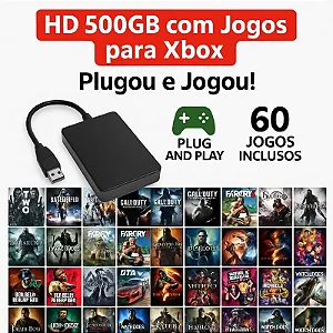 HD Externo 500GB com Jogos para Xbox – Plug and Play