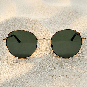 Óculos de Sol Unissex Ubatuba Dourado Lente Verde Clássico | TOVE & CO