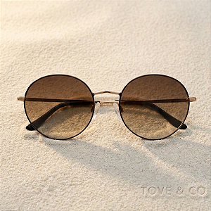 Óculos de Sol Unissex Ubatuba Café e Dourado lente degradê | TOVE & CO