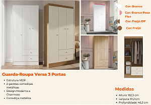 Guarda Roupa Versa 3 Portas MDP