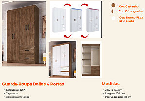 Guarda-Roupa Dallas 4 Portas MDP