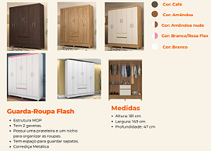 Guarda-Roupas 6 Portas Flash MDP