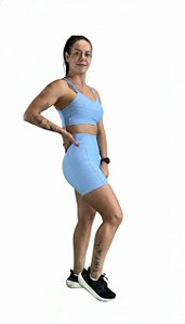 Conjunto Short Corrida Média Compressão, Top Alça Dupla